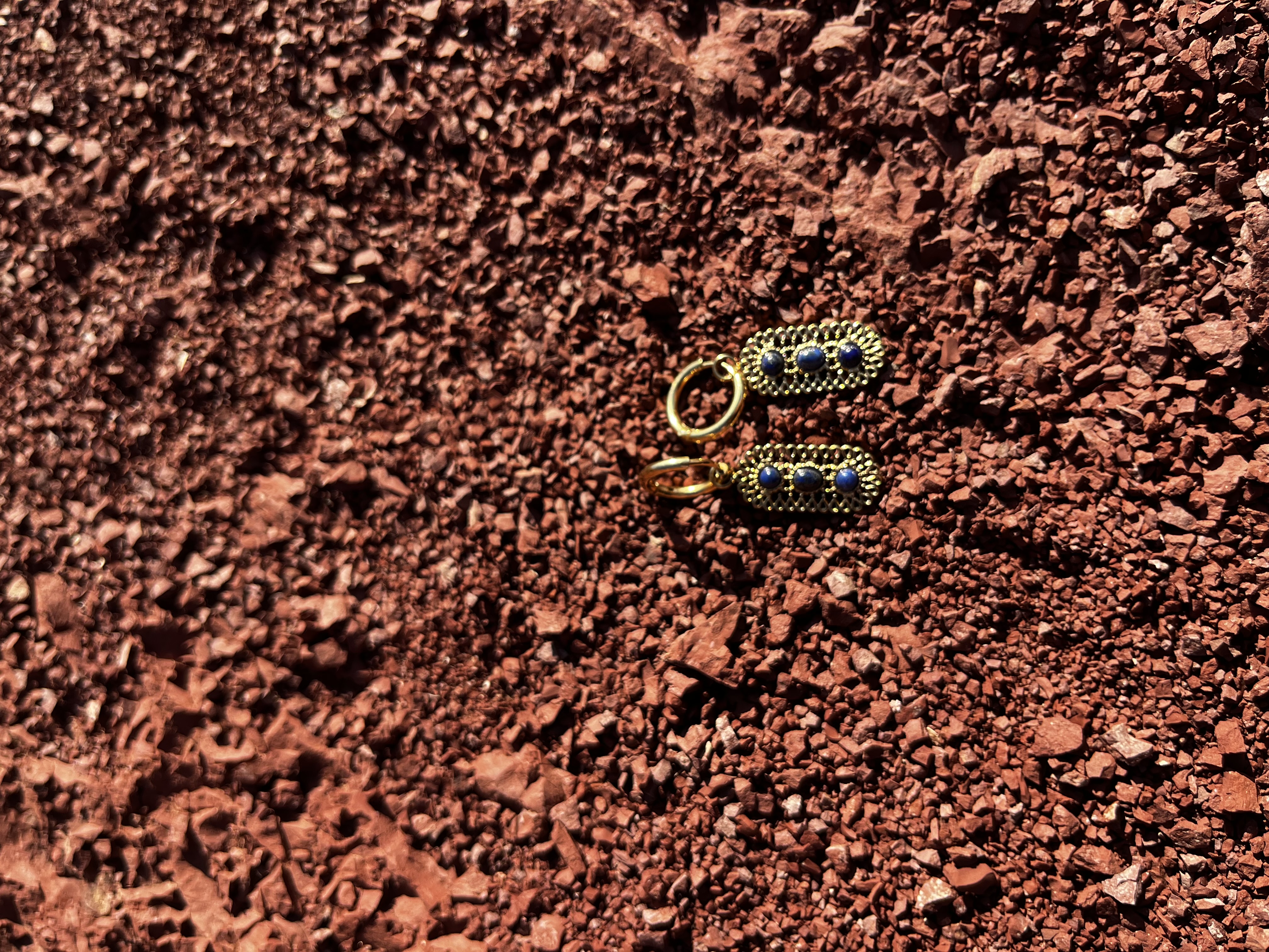Créoles Ambre lapis lazuli