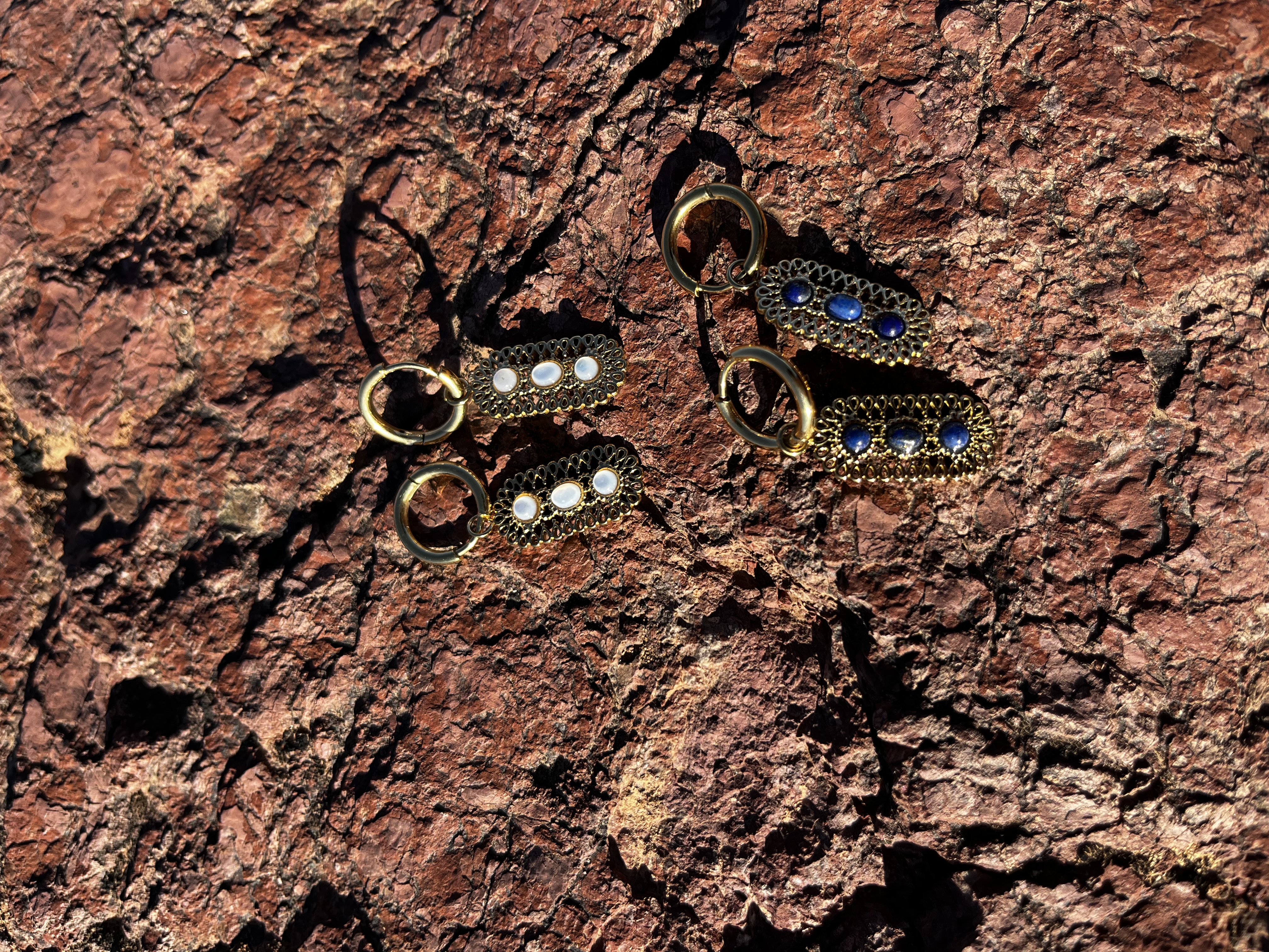 Créoles Ambre lapis lazuli