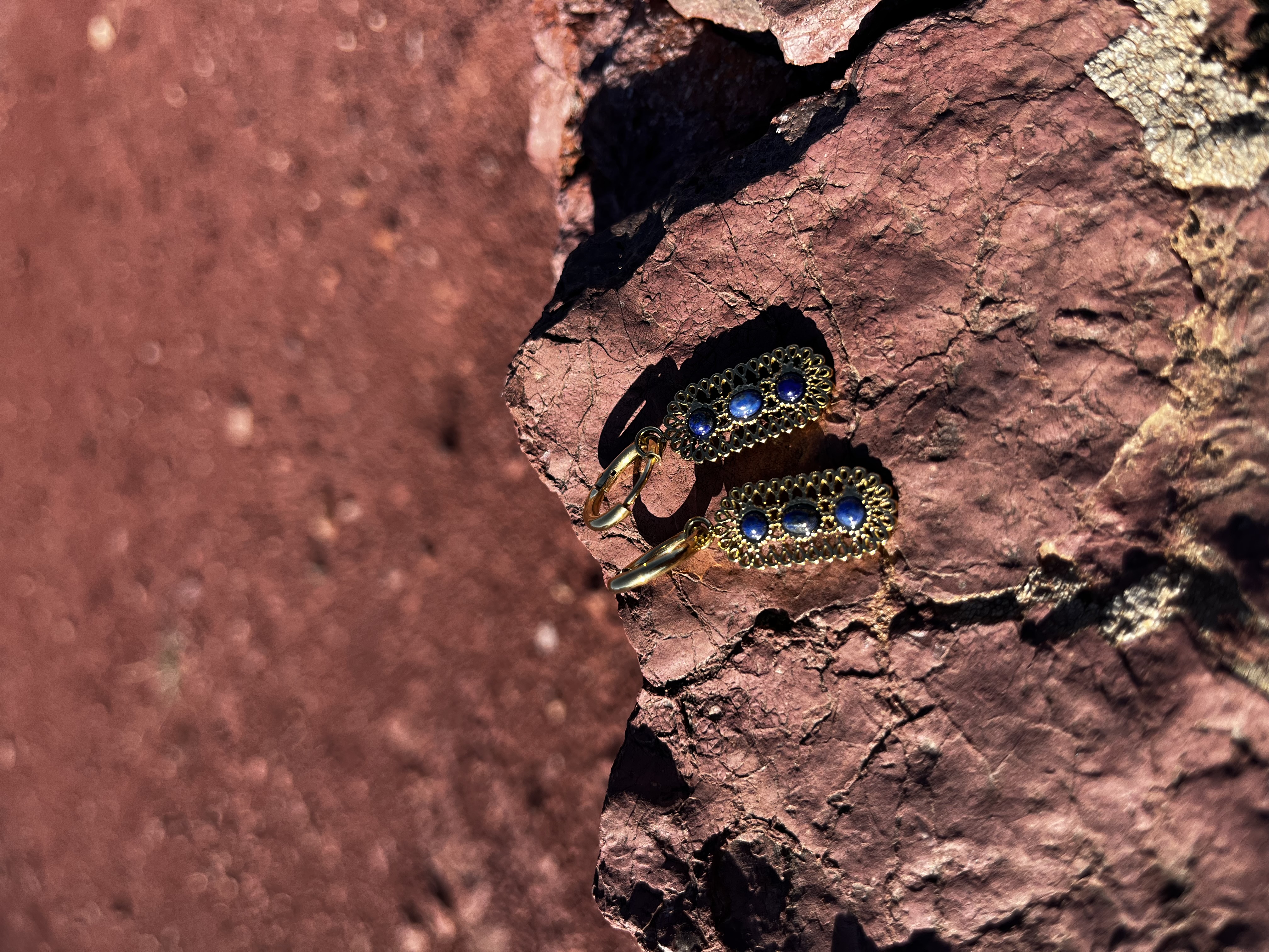 Créoles Ambre lapis lazuli