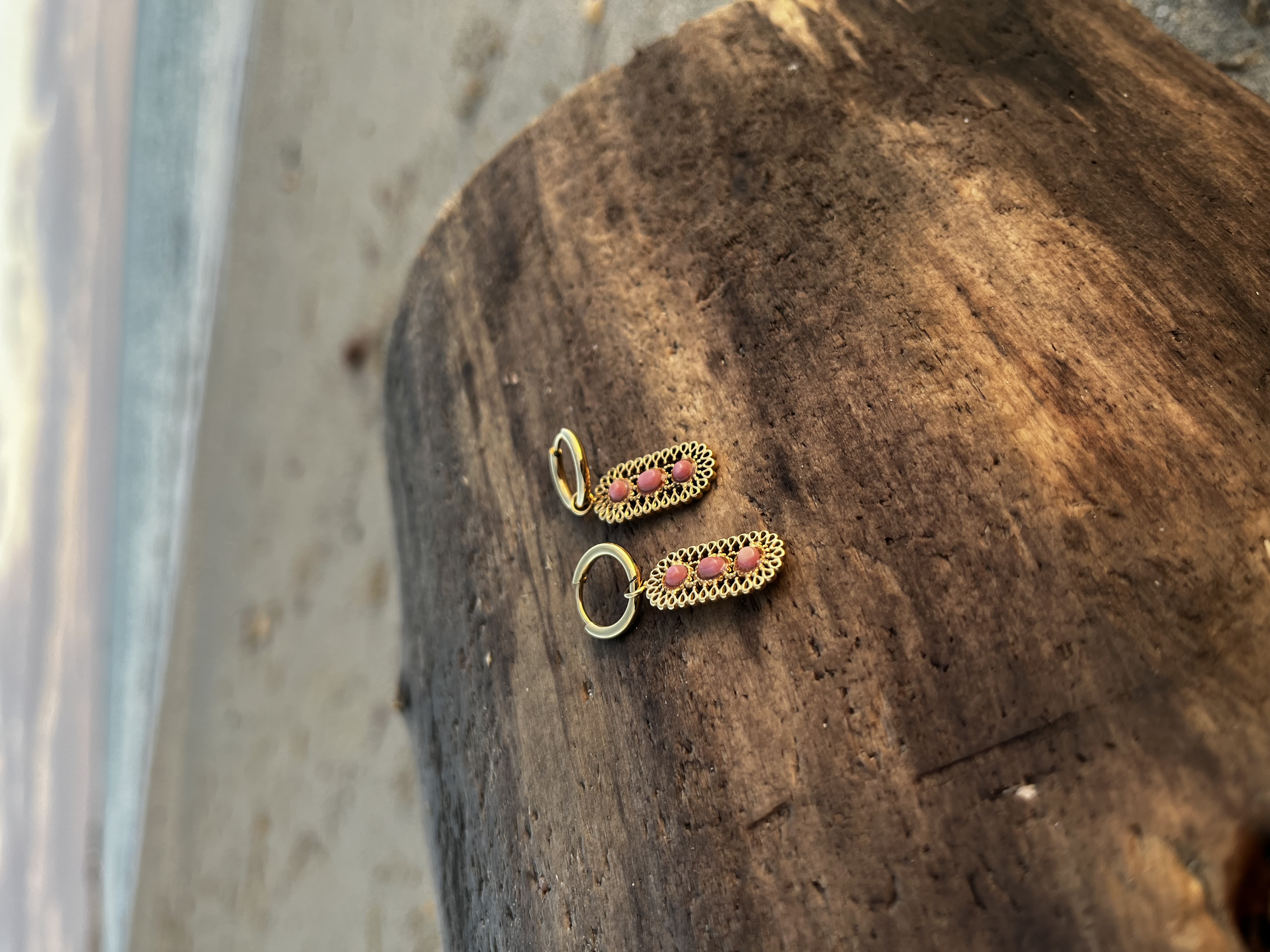 Créoles Ambre roses