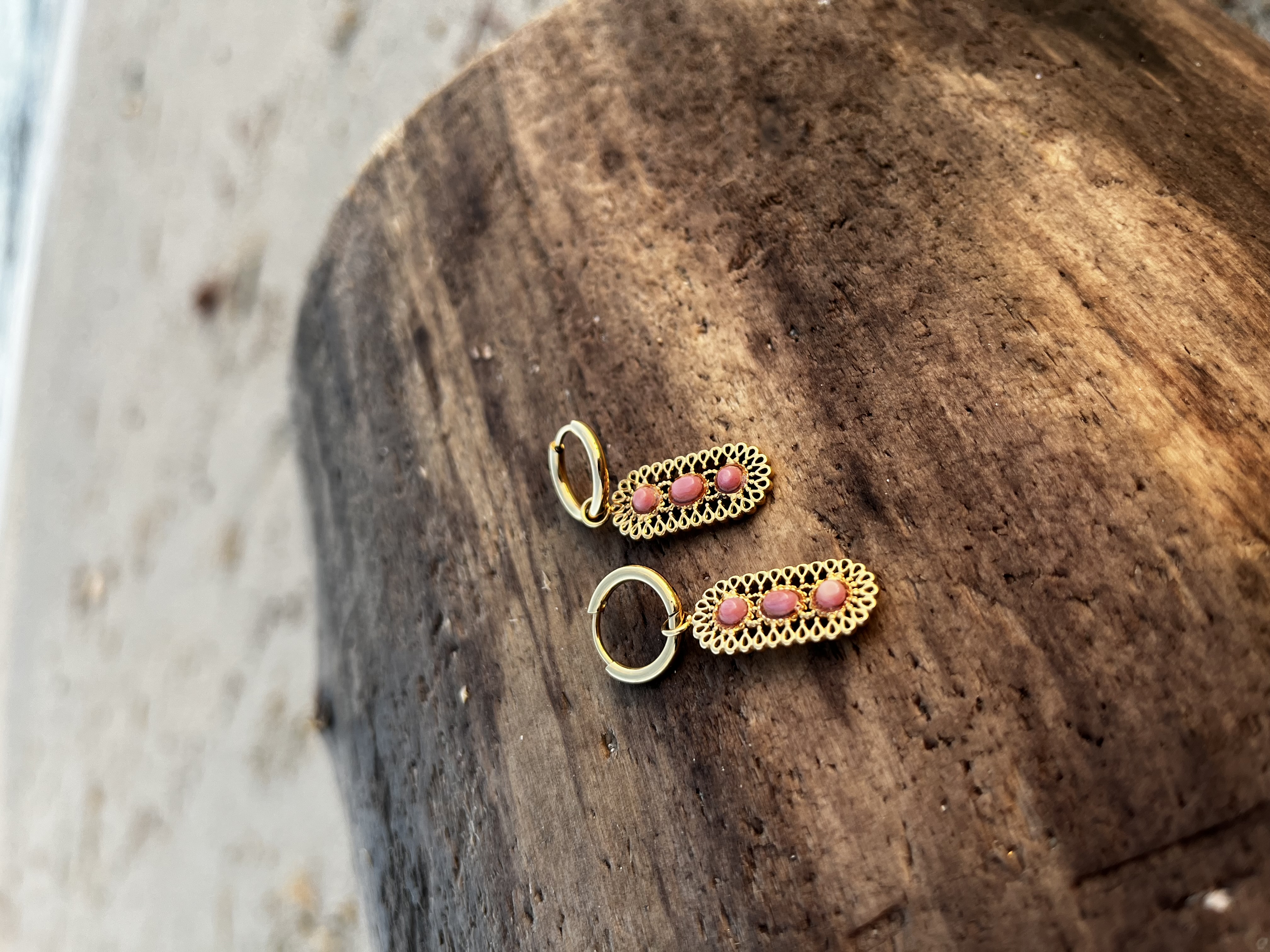 Créoles Ambre roses