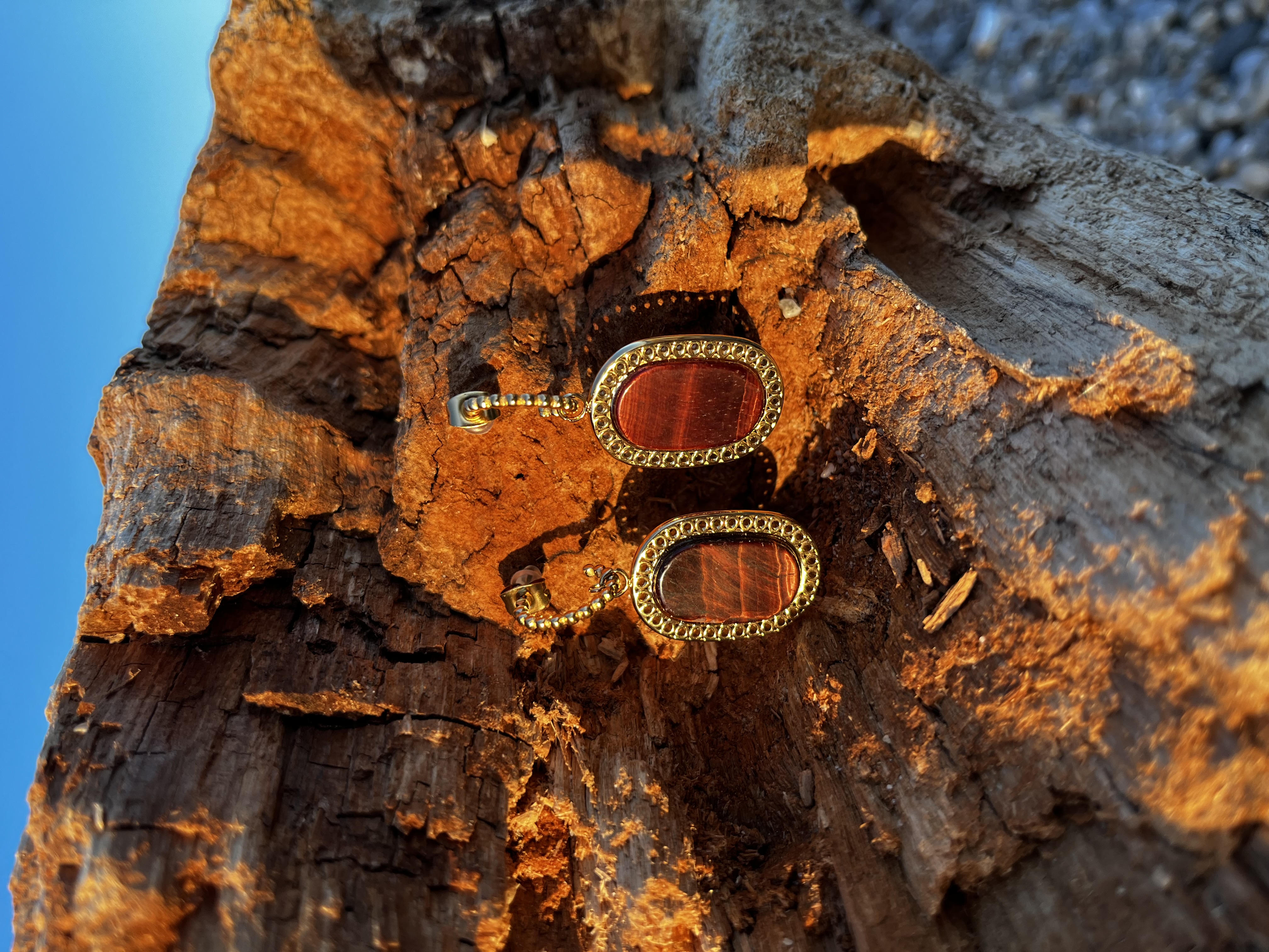 Boucles d’oreilles Aqua œil de taureau