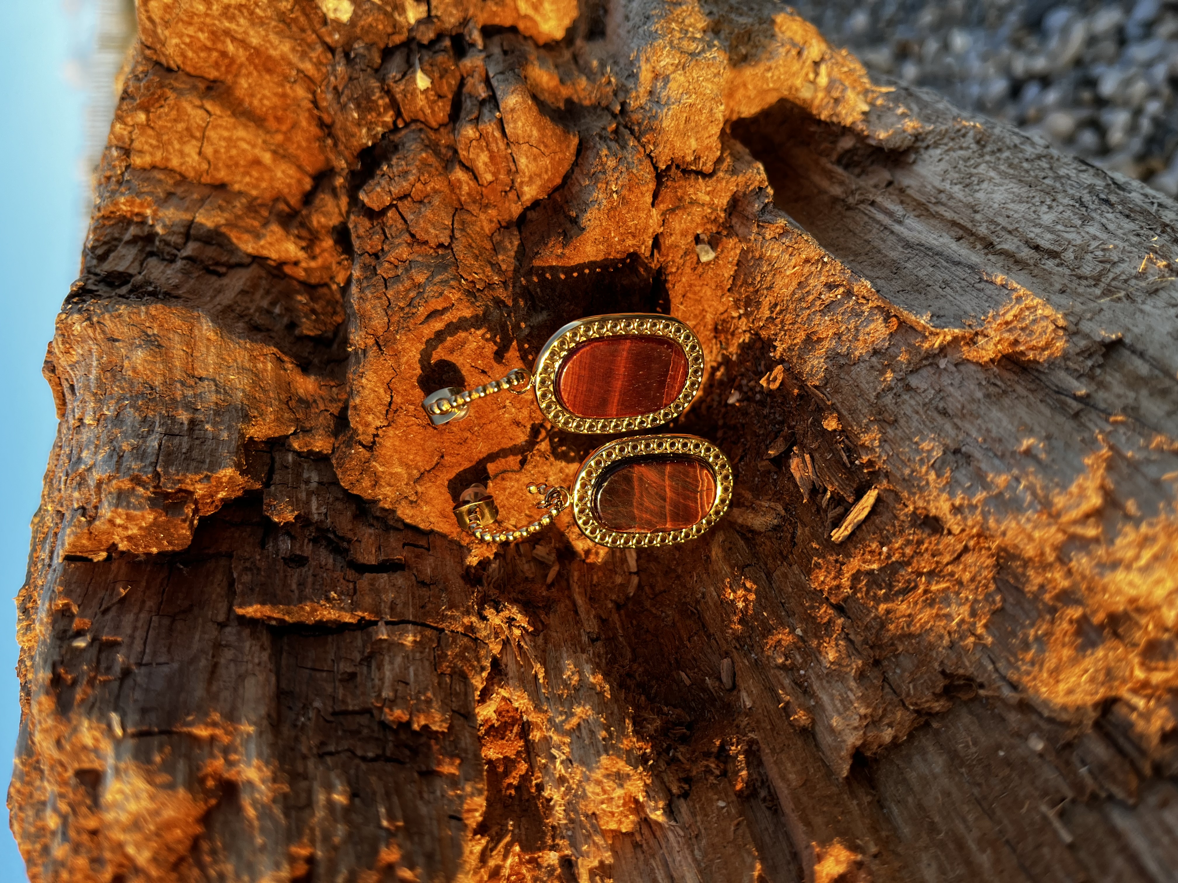 Boucles d’oreilles Aqua œil de taureau