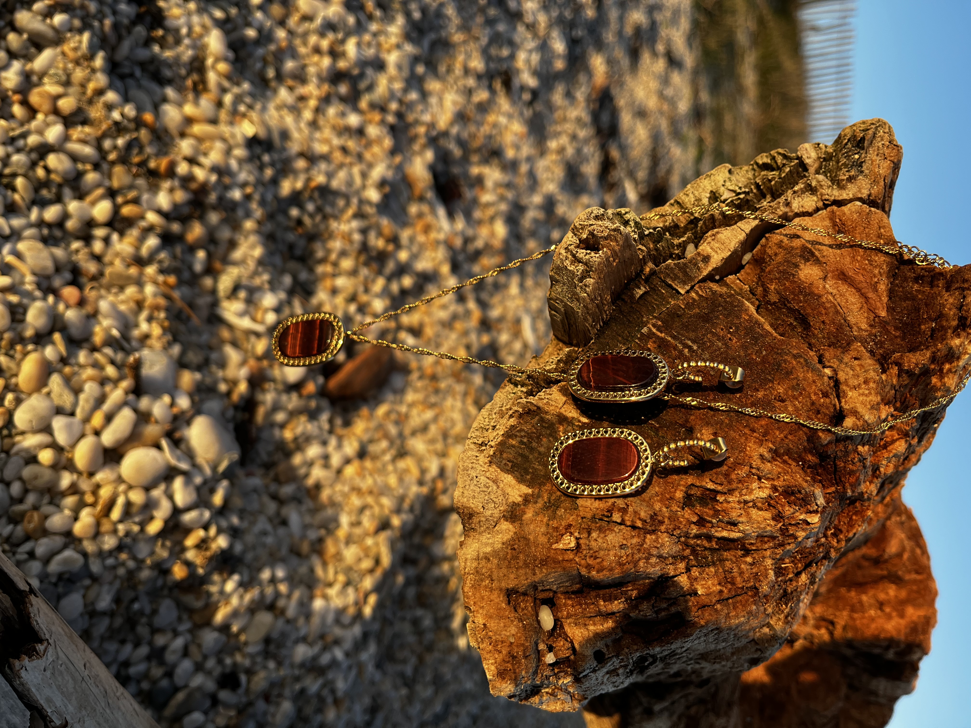 Boucles d’oreilles Aqua œil de taureau