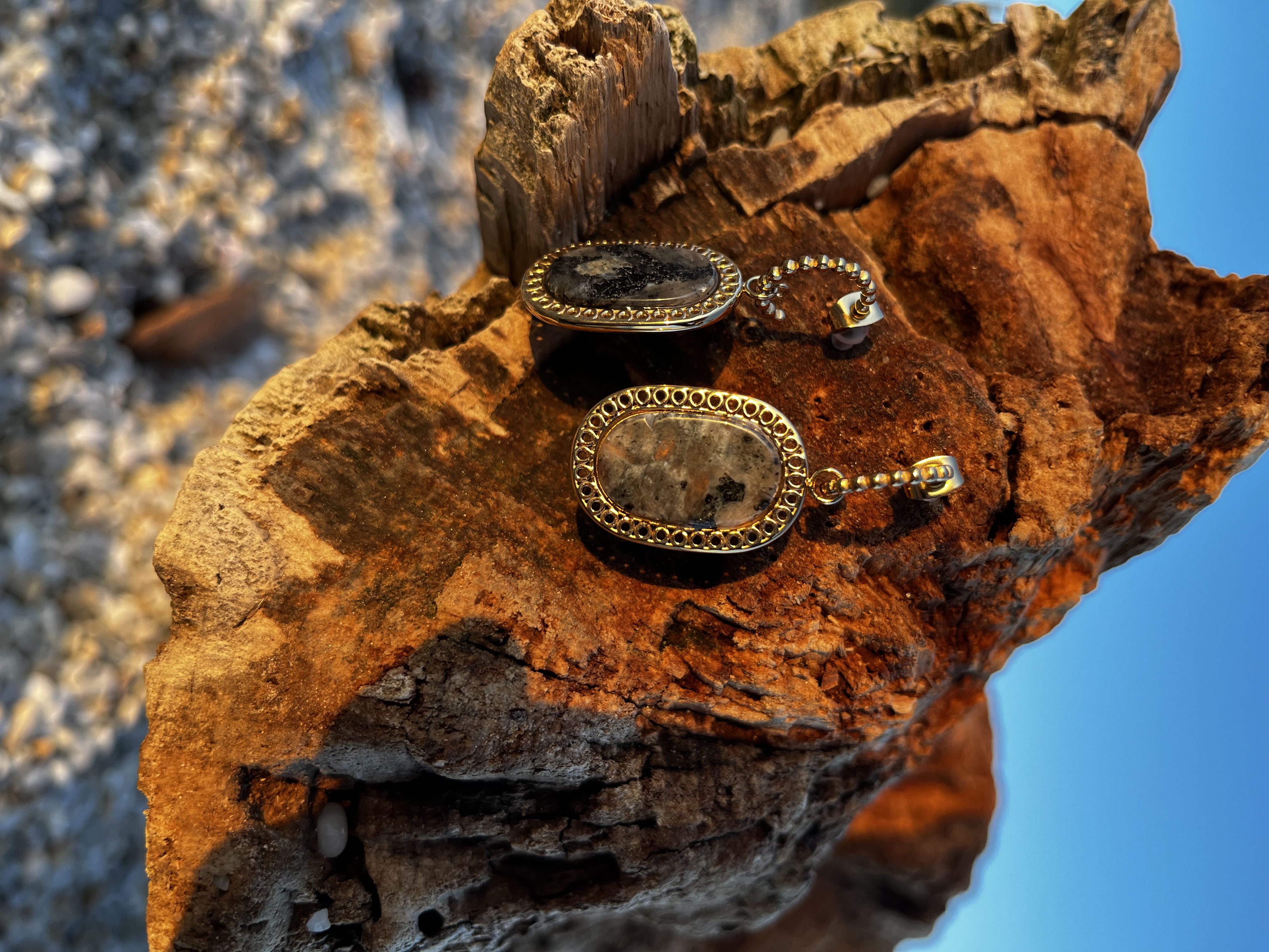 Boucles d’oreilles Aqua labradorite grise