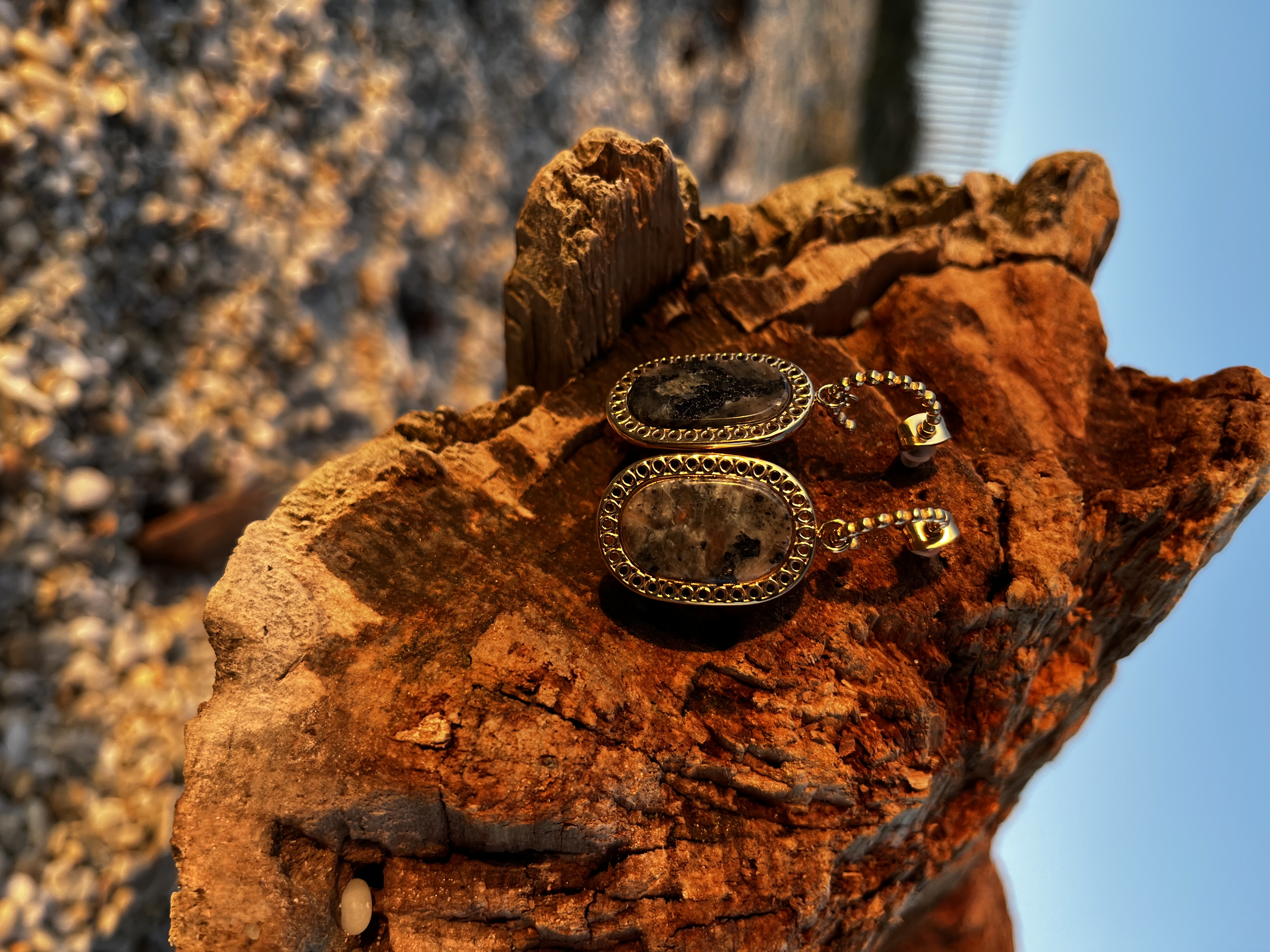 Boucles d’oreilles Aqua labradorite grise