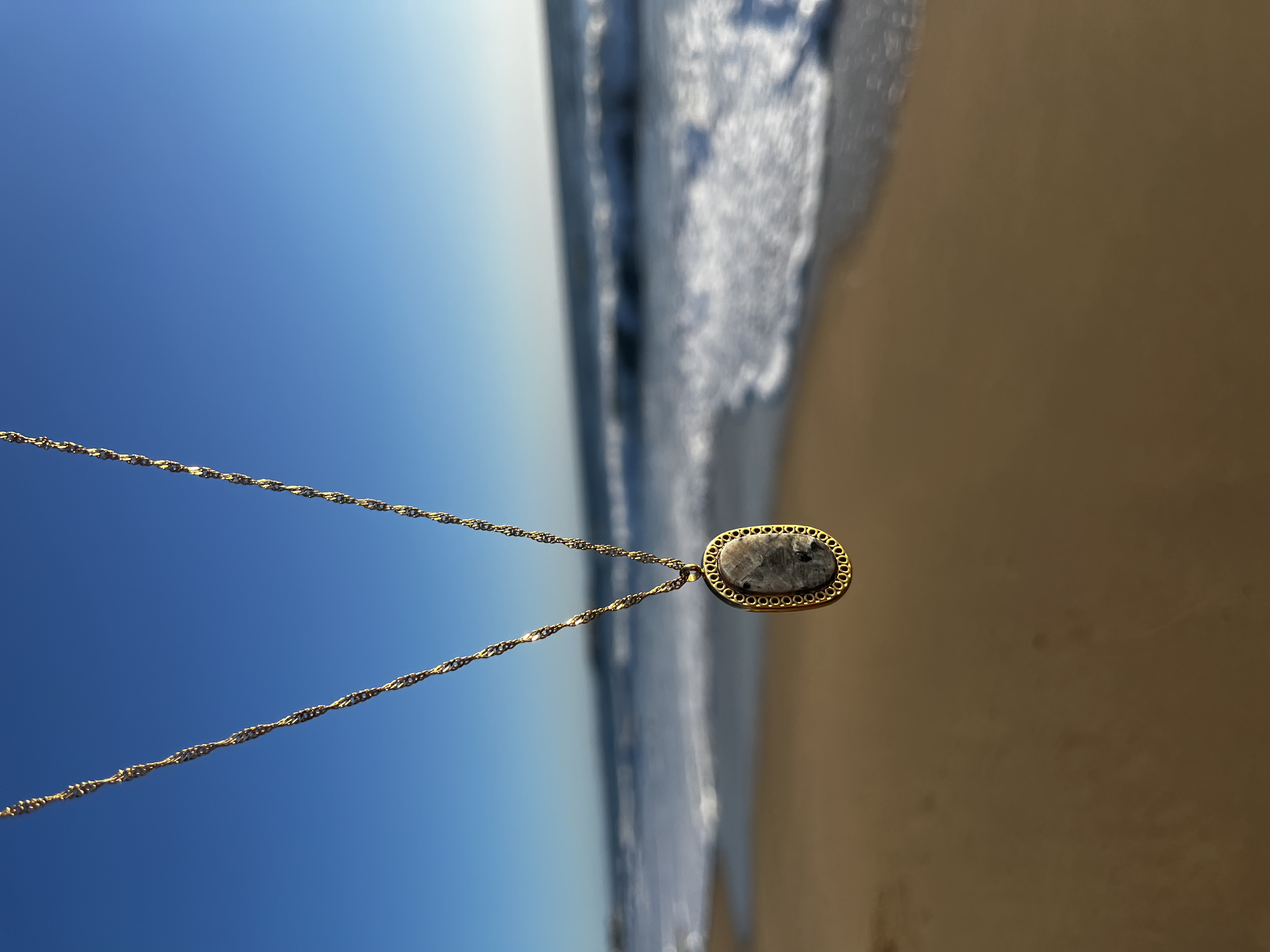 Collier Aqua labradorite grise