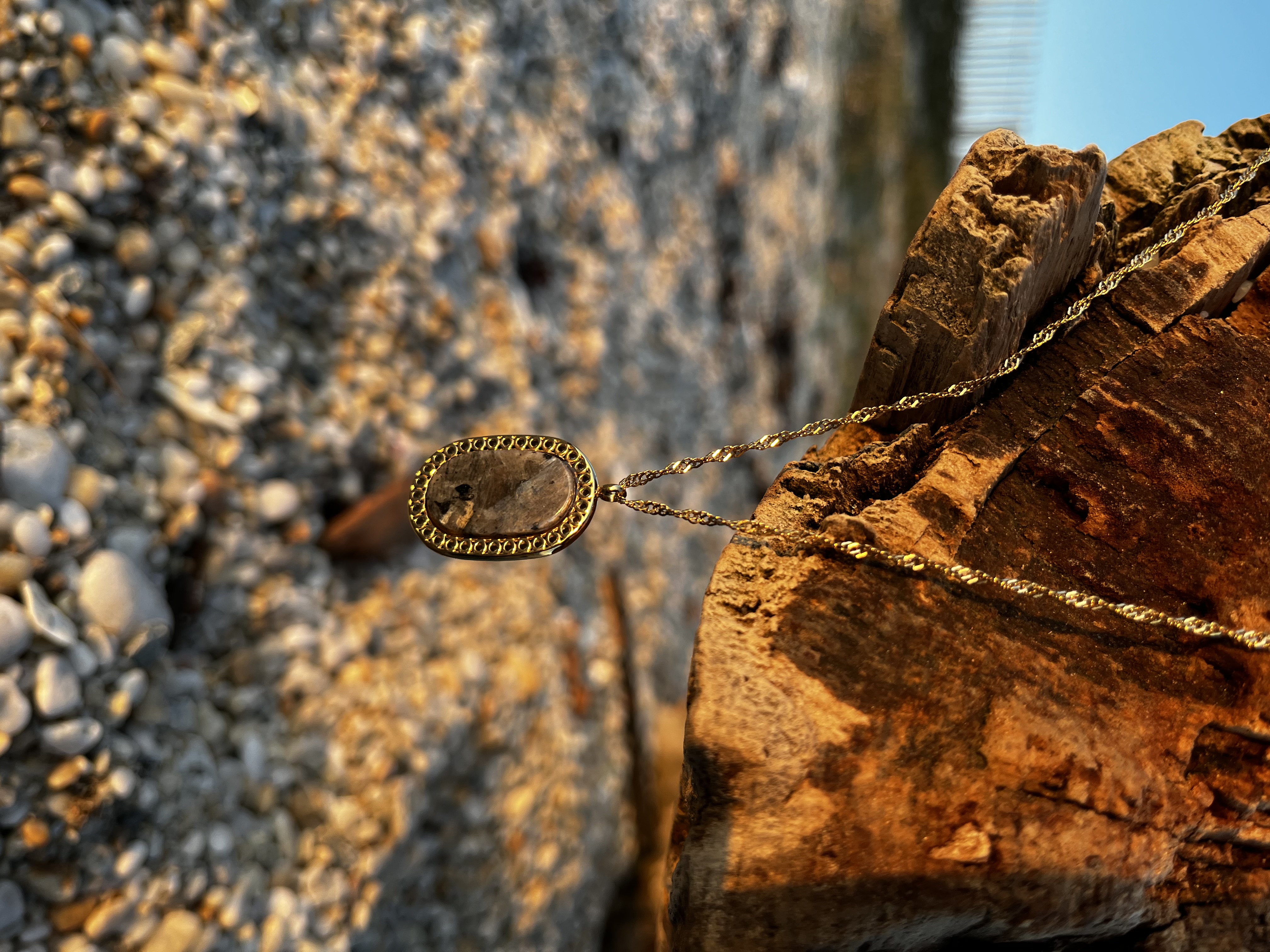 Collier Aqua labradorite grise