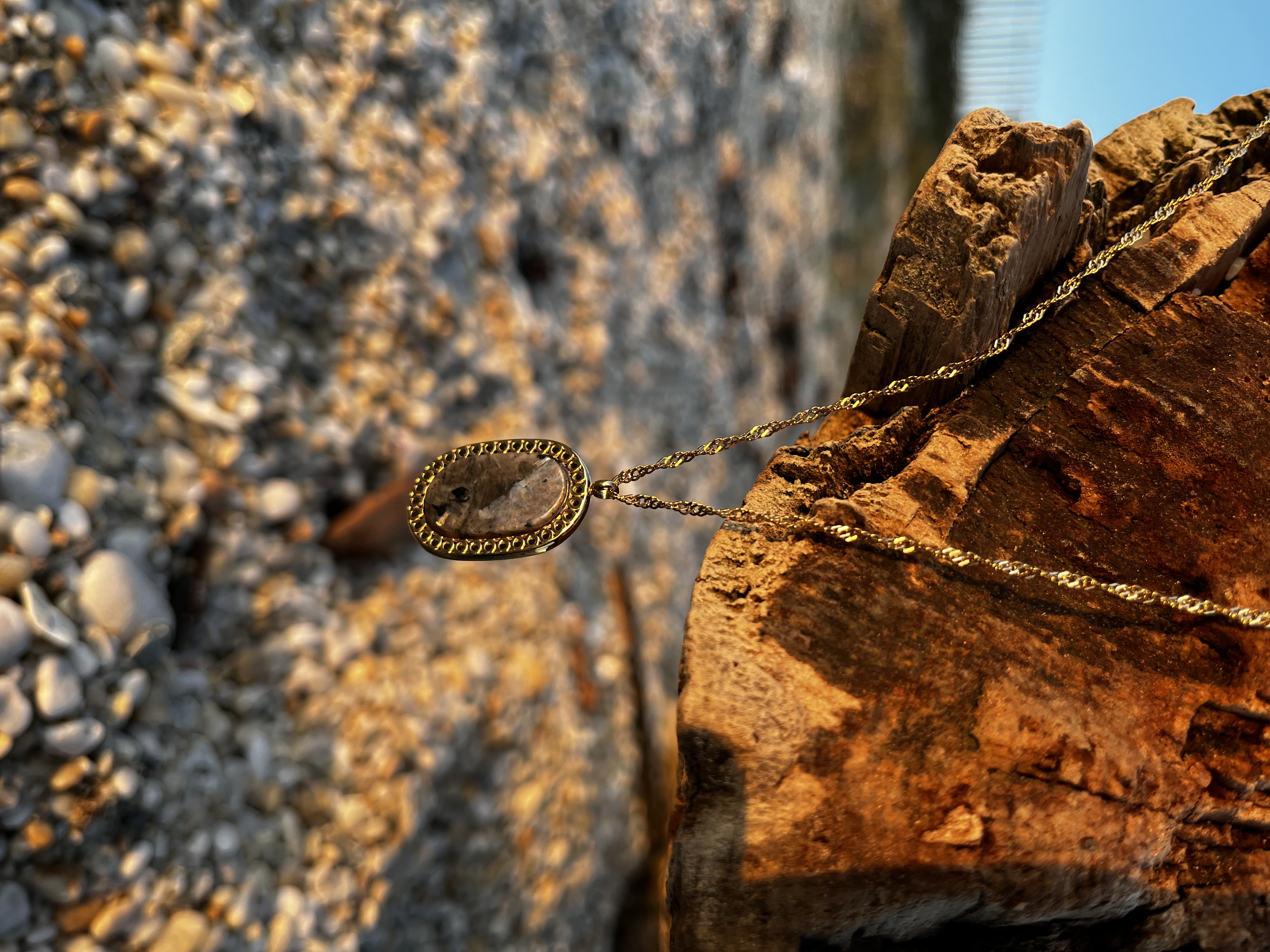 Collier Aqua labradorite grise