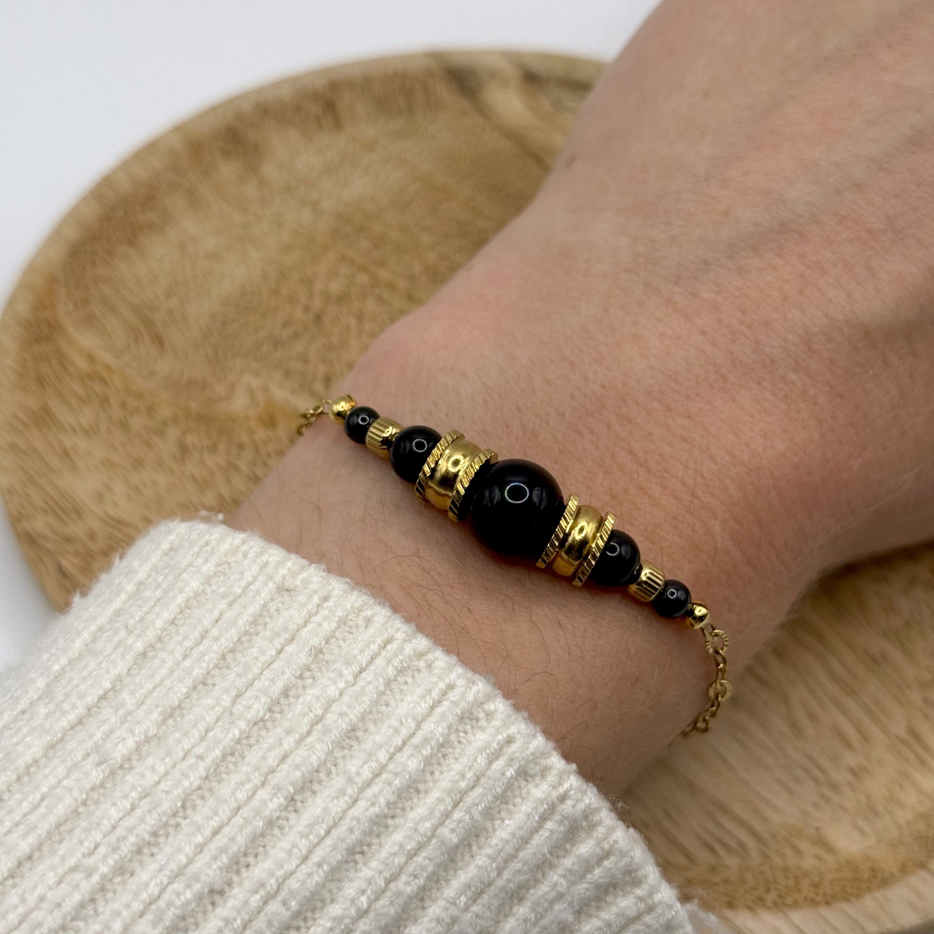 Bracelet fin en Obsidienne