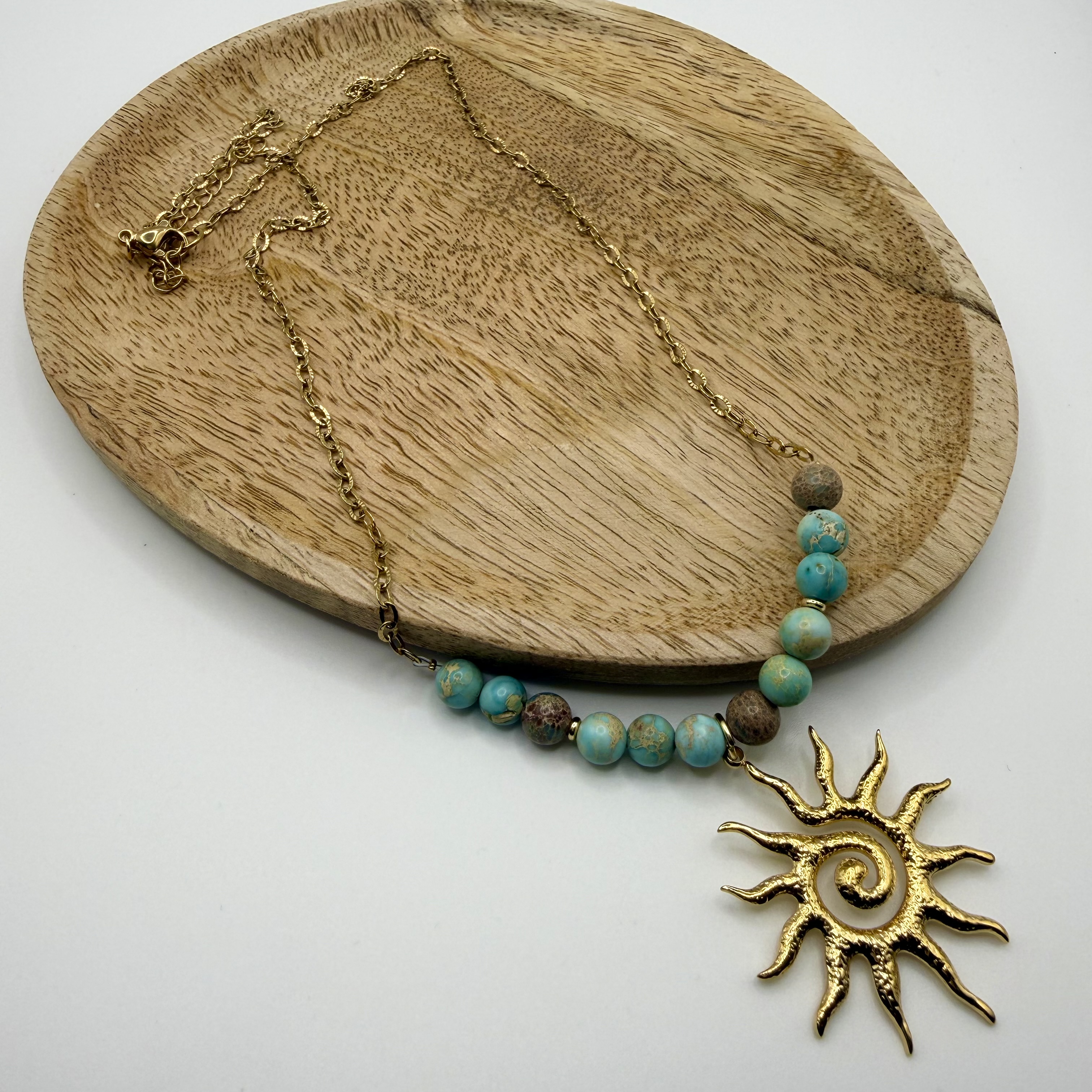 Collier en Jaspe impériale turquoise