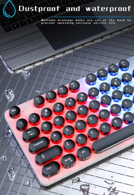 SKYLION H300 Wired 104 Keys Membrane Keyboard Windows and IOS System Multicolor Light Gaming and Office