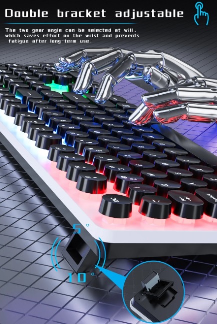 SKYLION H300 Wired 104 Keys Membrane Keyboard Windows and IOS System Multicolor Light Gaming and Office