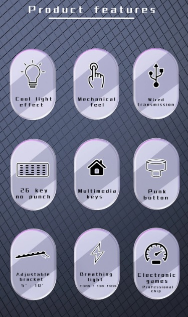 SKYLION H300 Wired 104 Keys Membrane Keyboard Windows and IOS System Multicolor Light Gaming and Office