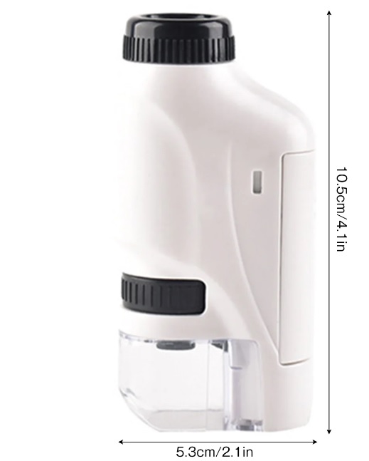 Handheld White Mini Microscope Kit 60-120x Pocket Battery Powered LED Light Portable Microscope
