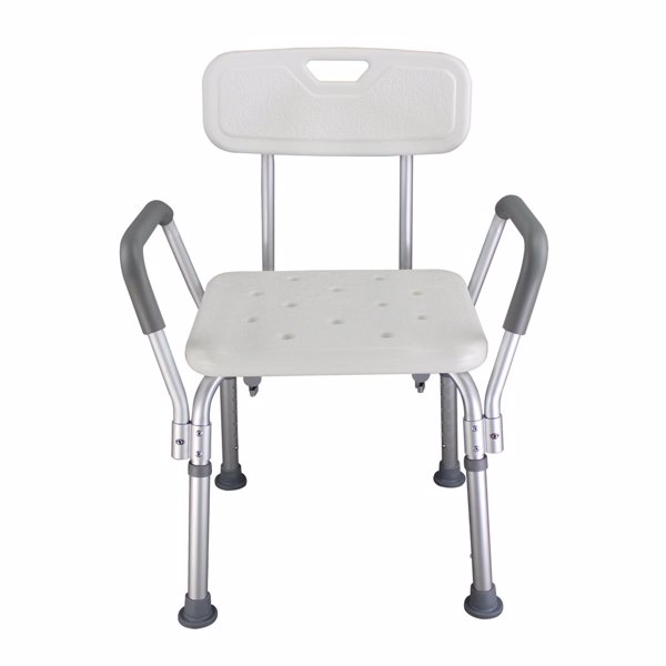 Bathroom Safety Shower Medical Tub Aluminum Alloy Bath Chair Bench with Back & Handle White