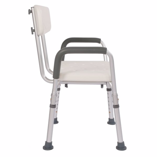 Bathroom Safety Shower Medical Tub Aluminum Alloy Bath Chair Bench with Back & Handle White