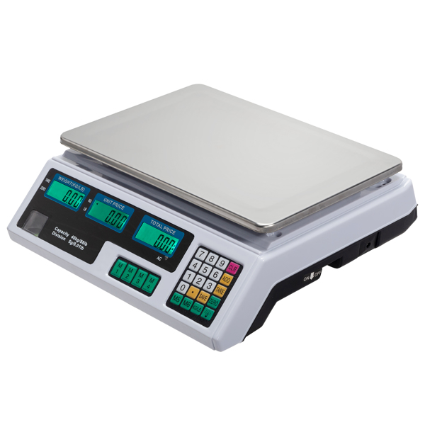Digital Price Computing Scale for Vegetable UK Plug Silver & White ACS-30 40kg/5g