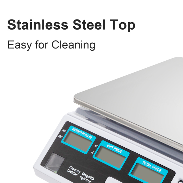 Digital Price Computing Scale for Vegetable UK Plug Silver & White ACS-30 40kg/5g