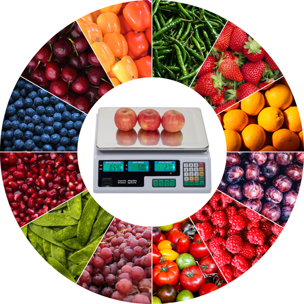 Digital Price Computing Scale for Vegetable UK Plug Silver & White ACS-30 40kg/5g