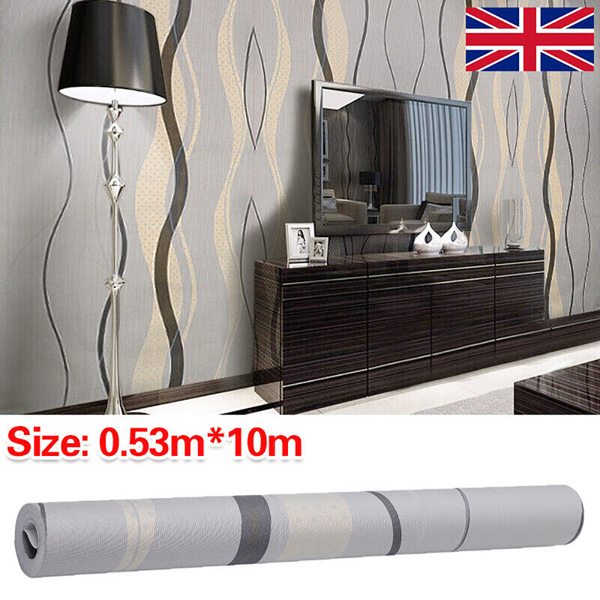 Wallpaper Rolls Living Room Geometric Wall-Paper Home Decor Metallic Silver Grey v