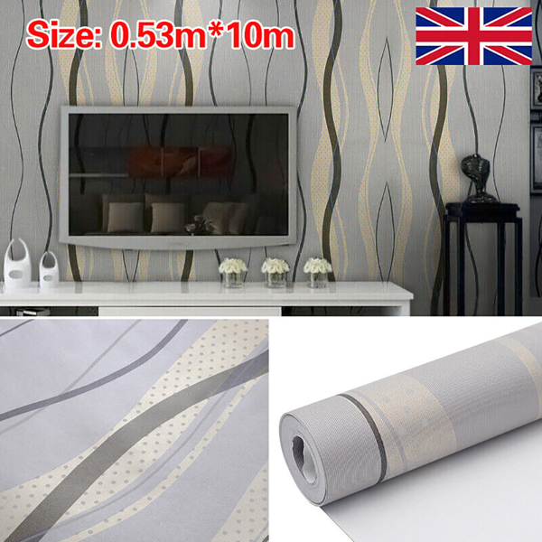 Wallpaper Rolls Living Room Geometric Wall-Paper Home Decor Metallic Silver Grey v