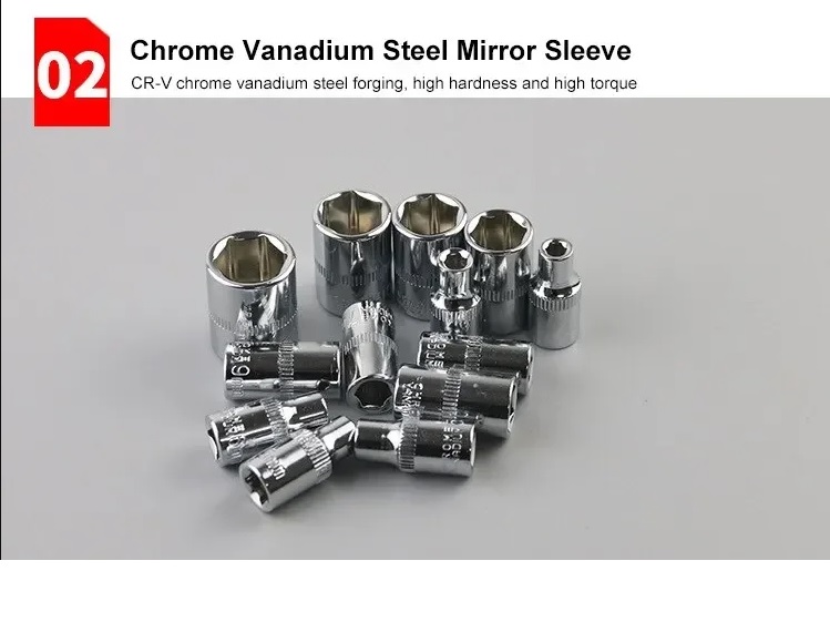 Socket Set Car Repair Tool Kit 1/4-Inch 46pcs Tool Ratchet Torque Wrench Combo Auto Repairing Set Mechanic Tool