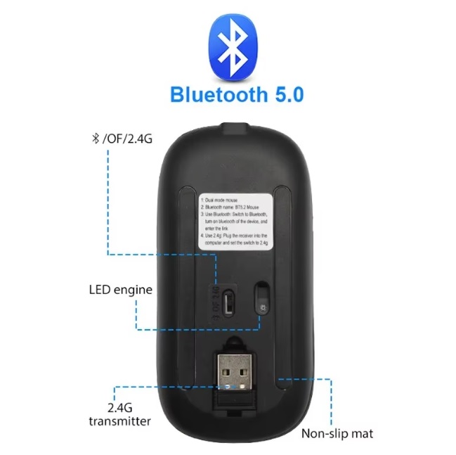  Rechargeable Bluetooth Mice Wireless Mouse RGB Computer Mouse LED Light Gaming Mouse for Laptop PC