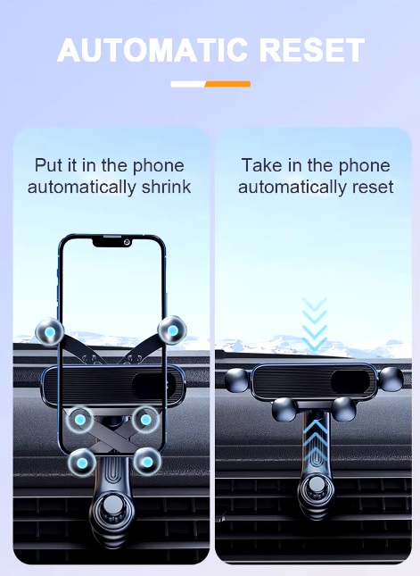 Phone Car Air Vent Holder Gravity Telescopic Phone Mount Stable 360-Degree Rotation Air Outlet Smartphone Support for 4.7-7 Inch