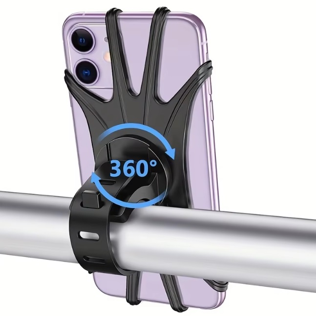 Phone Holder Universal Bicycle Motorcycle - Safe Installation 360 ° Rotation Weather Resistant Silicone Grip 