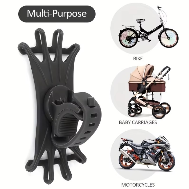 Phone Holder Universal Bicycle Motorcycle - Safe Installation 360 ° Rotation Weather Resistant Silicone Grip 