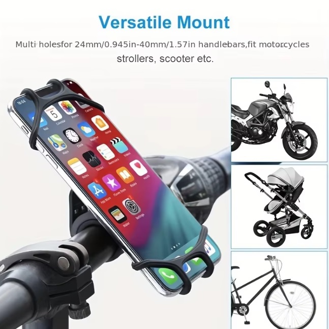 Phone Holder Universal Bicycle Motorcycle - Safe Installation 360 ° Rotation Weather Resistant Silicone Grip 