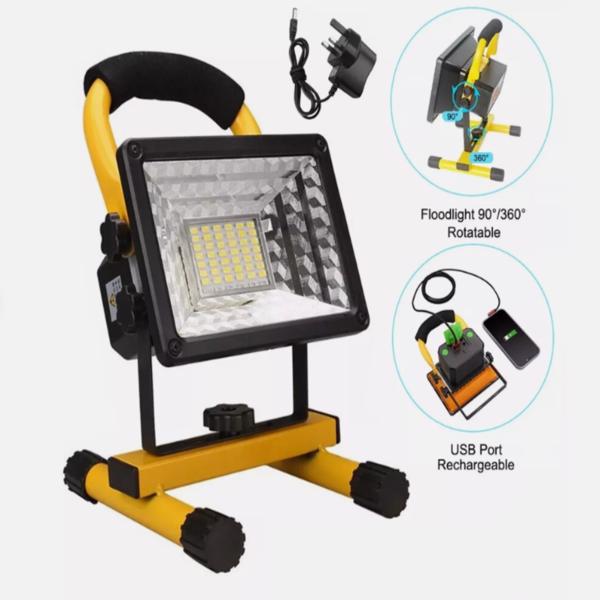 LED Flood Light Rechargeable Wireless Work Site Mobile Campsite Lighting