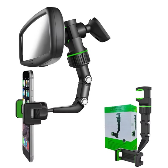 Rotatable Rearview Mirror Phone Holder 360 ° Car Navigation Holder Adjustable Length Multi Functional Universal Phone Holder