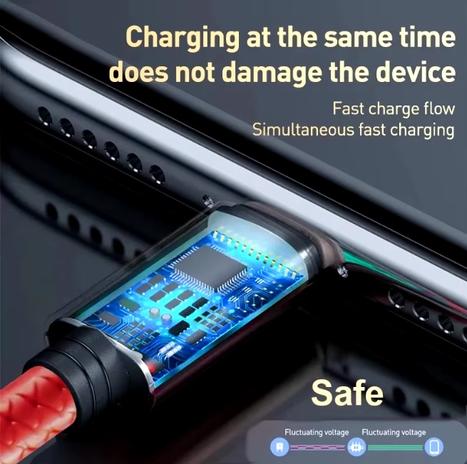 3 in1 Charging Cable Multi Usb Port 1.2m Multiple Cord Type C Micro Charger Black For iPhone 15 14 13 12 Xiaomi