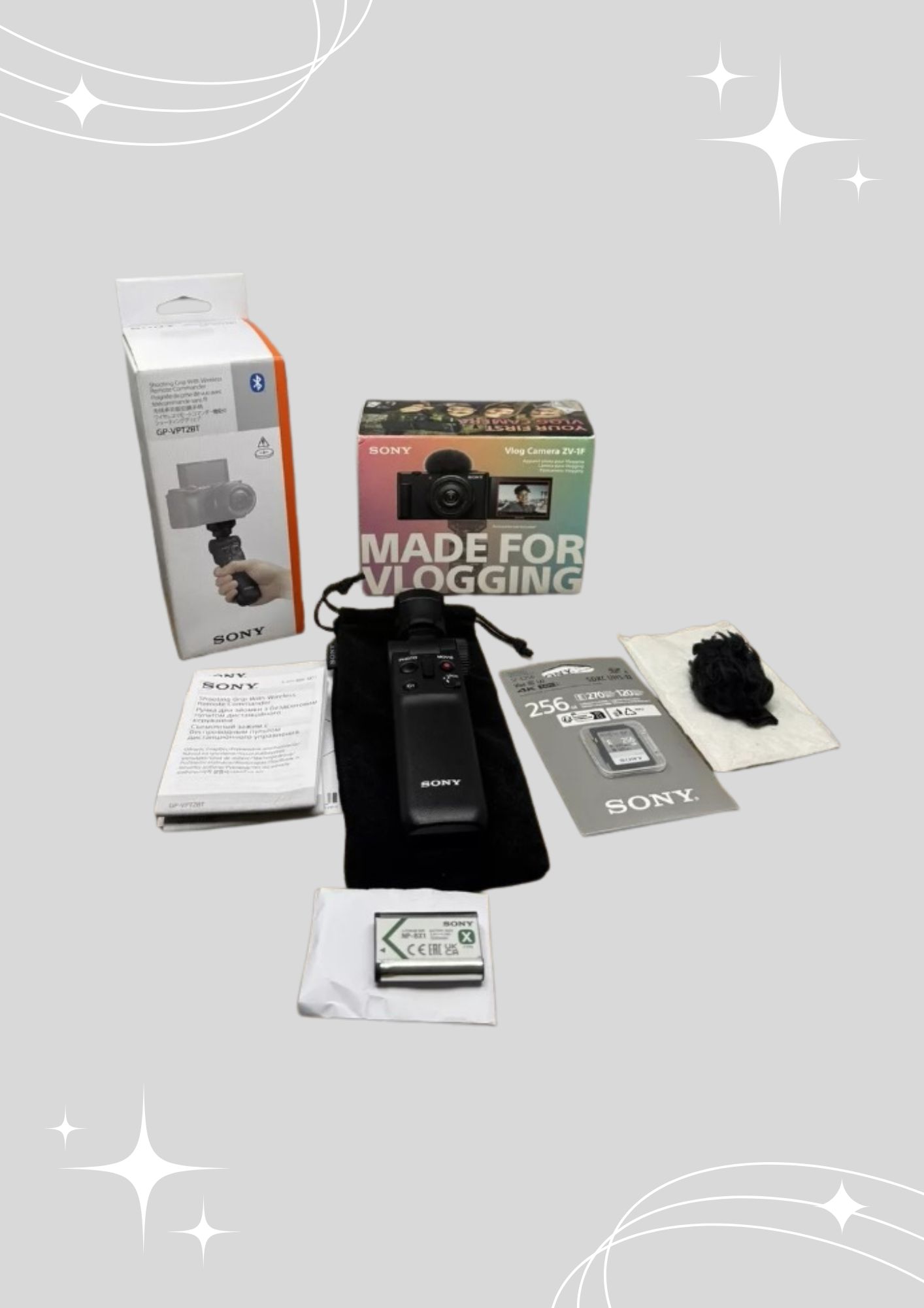 Sony ZV-1 Digital Camera Compact Shooting Grip 2.7x Optical 4K 20.1MP 256GB SD Card