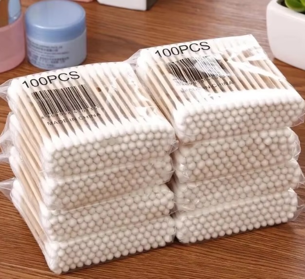 400pcs Double Head Wood Cotton Swab Nose Ears Cleaning Women Makeup Tools Lipstik Cotton Buds