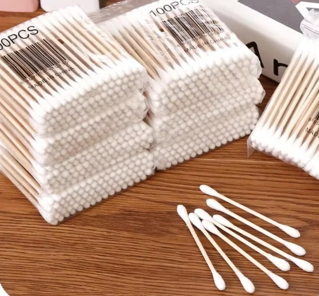 400pcs Double Head Wood Cotton Swab Nose Ears Cleaning Women Makeup Tools Lipstik Cotton Buds 