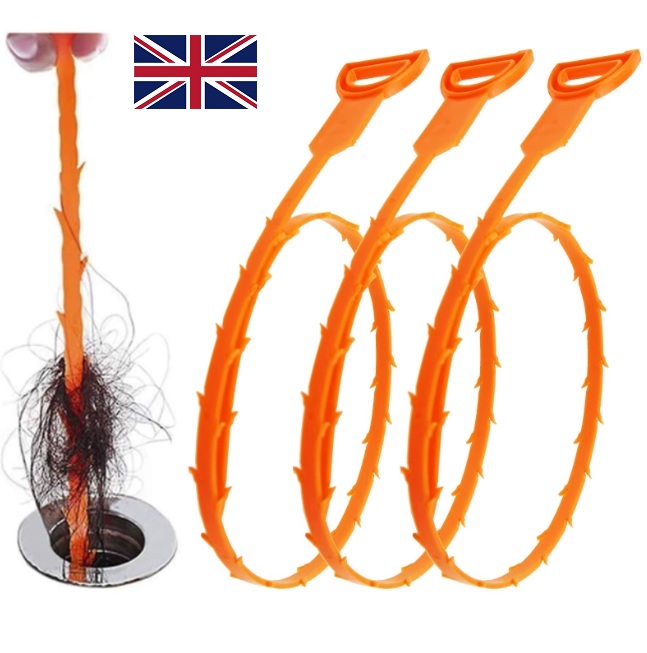 3PCS SINK UNBLOCKER TOOL DRAIN UNBLOCKER BATH SHOWER HAIR REMOVER