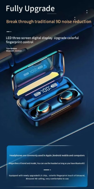 Ear Headphones TWS F9-5 Hifi Stereo Sports Earbuds wireless Headset Black