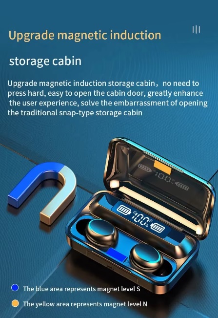 Ear Headphones TWS F9-5 Hifi Stereo Sports Earbuds  wireless Headset Black