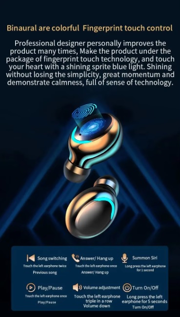 Ear Headphones TWS F9-5 Hifi Stereo Sports Earbuds  wireless Headset Black