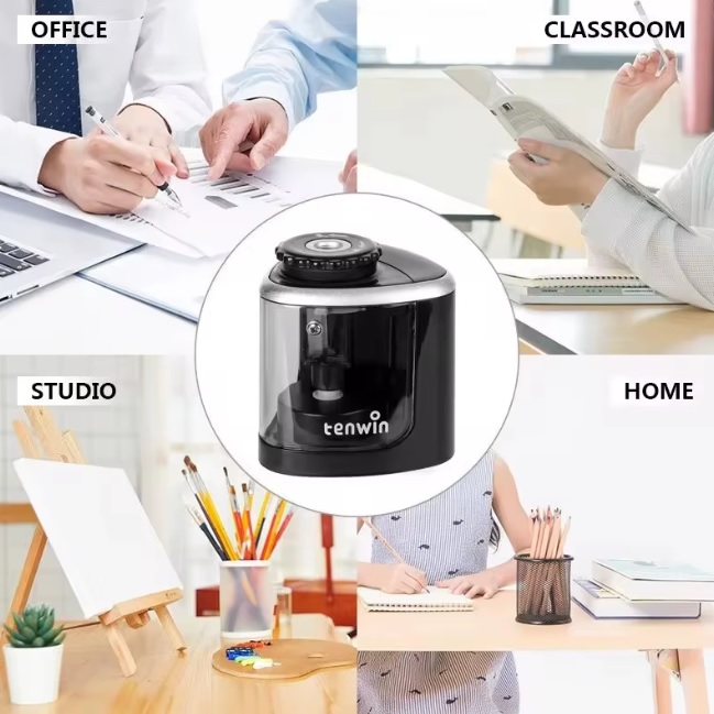 TENWIN 1pc Electric Single Hole Pencil Sharpener, Suitable for 6-8mm Pencils, School/office Quick Sharpener 