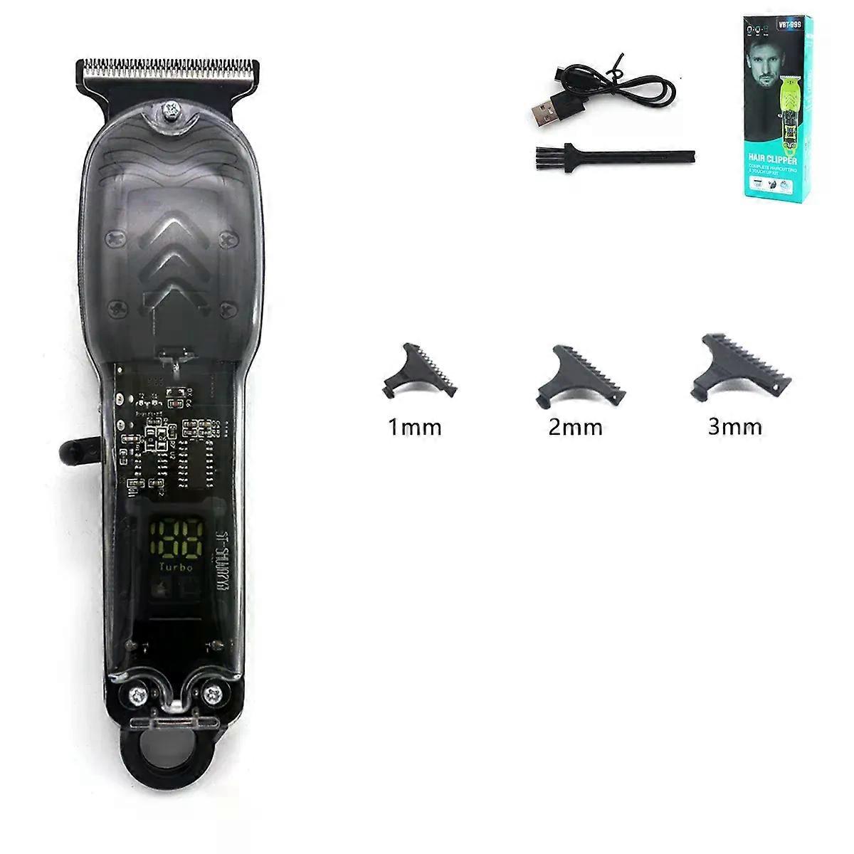 Transparent Body Electric Hair Clipper Professional Trimmer USB Rechargeable Hair Cutting Machine For Men 