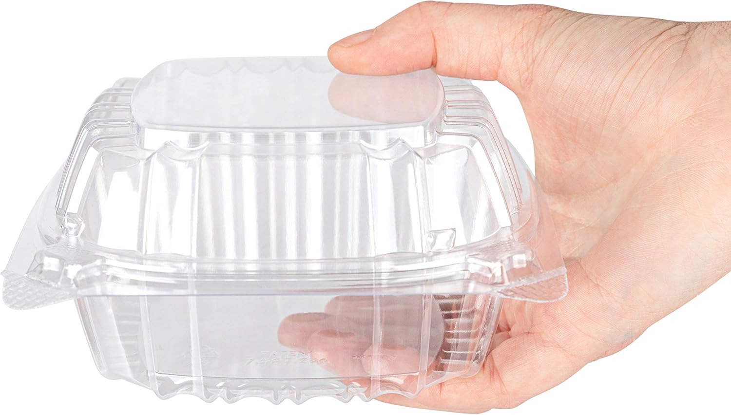 Stock Your Home Plastic 5 x 5 Inch Clamshell Takeout Trays - Dessert Containers - Plastic Hinged Food Container