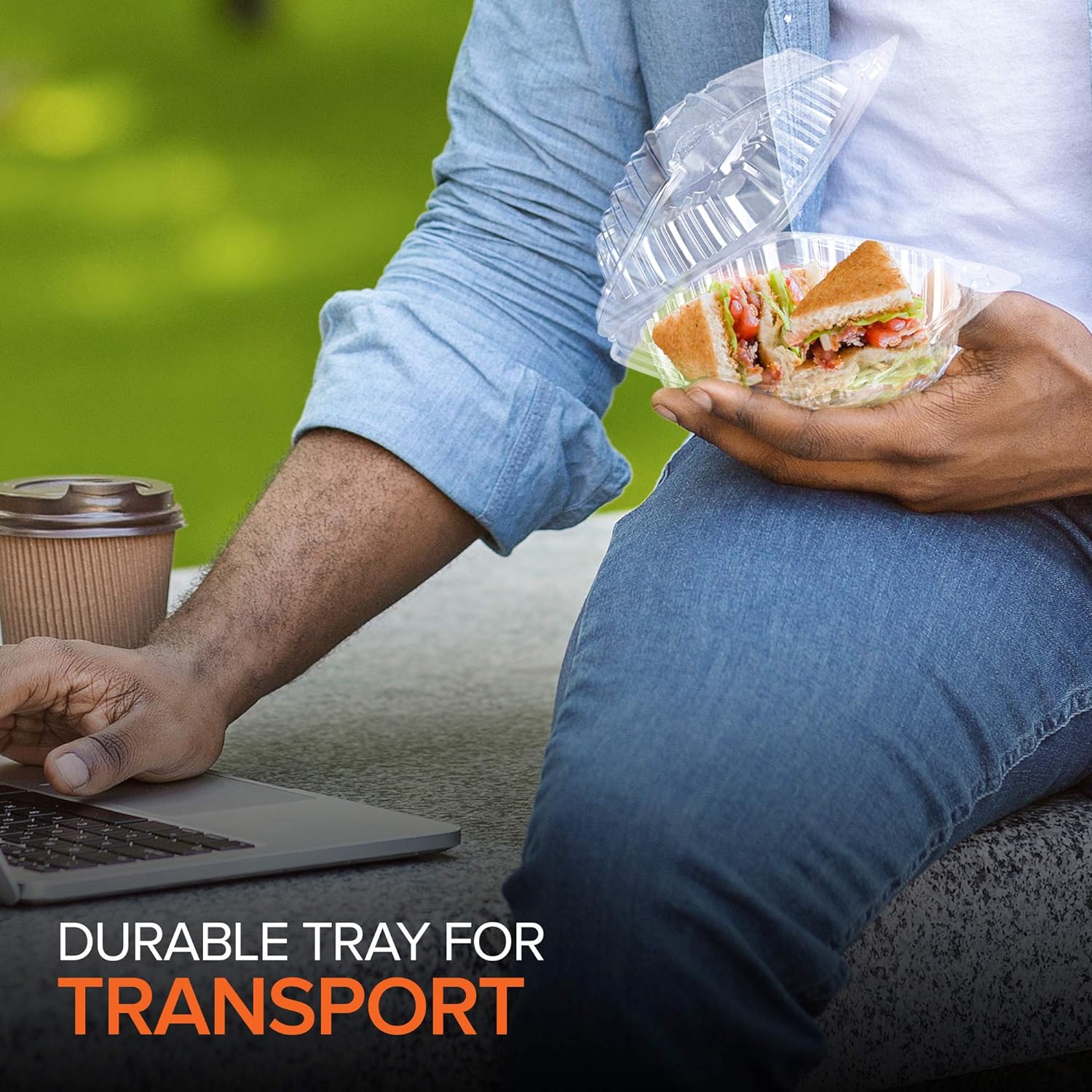 Stock Your Home Plastic 5 x 5 Inch Clamshell Takeout Trays - Dessert Containers - Plastic Hinged Food Container