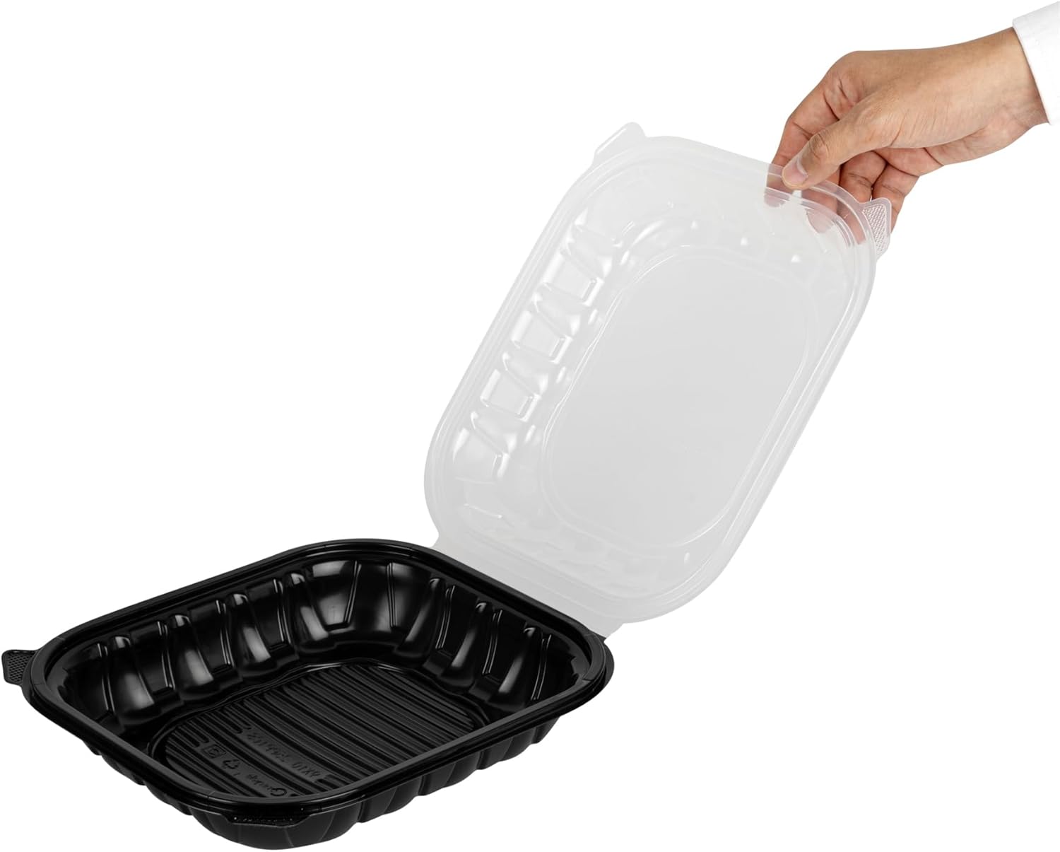 Restaurantware  54 Ounce Clamshell Containers, - Ventilated Lids, Microwavable, Black Plastic Meal Prep Containers, For Pastas, Salads, Or Sandwiches