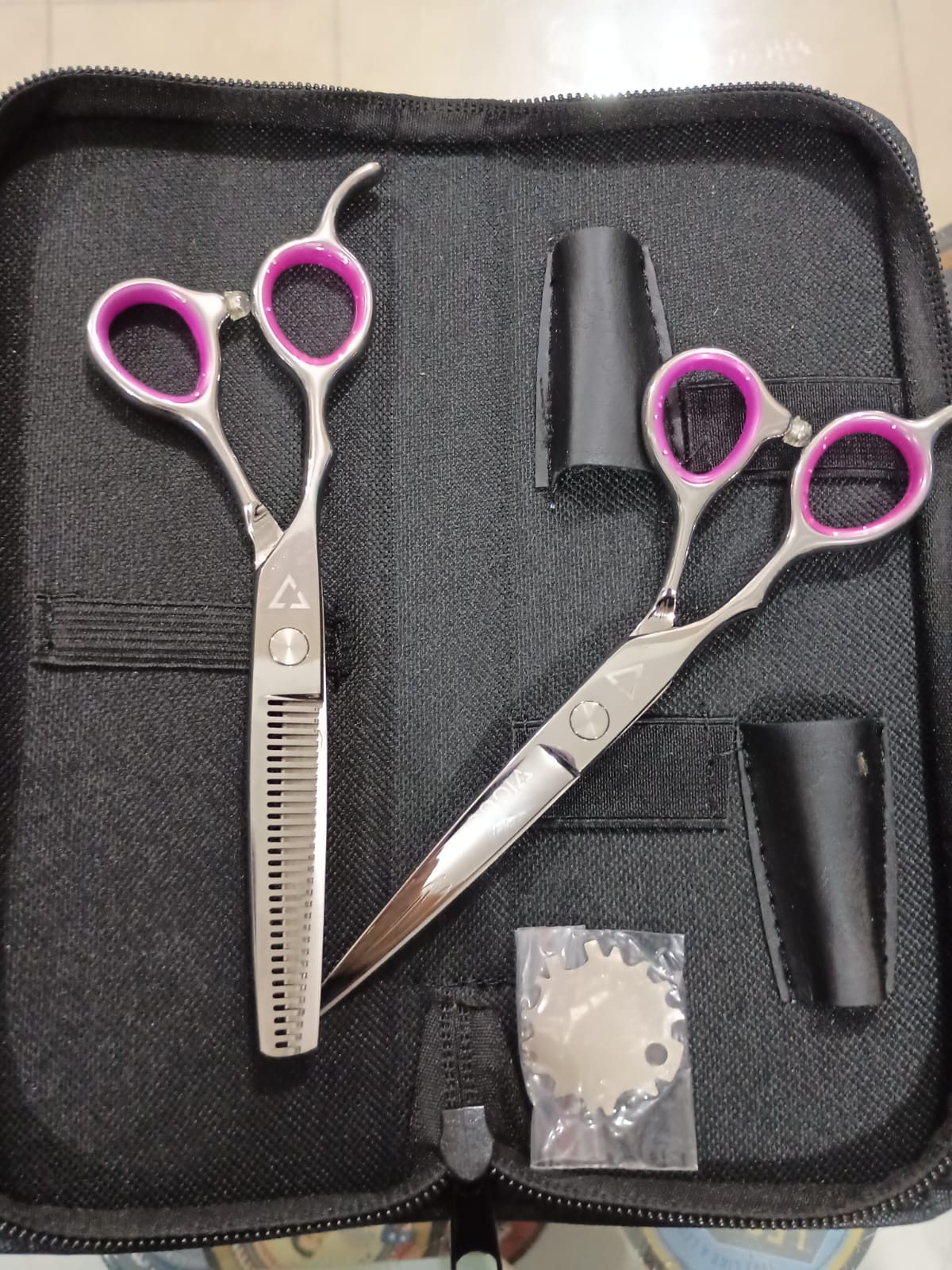 KIT TIJERA DE CORTE + PULIR PARA ZURDOS