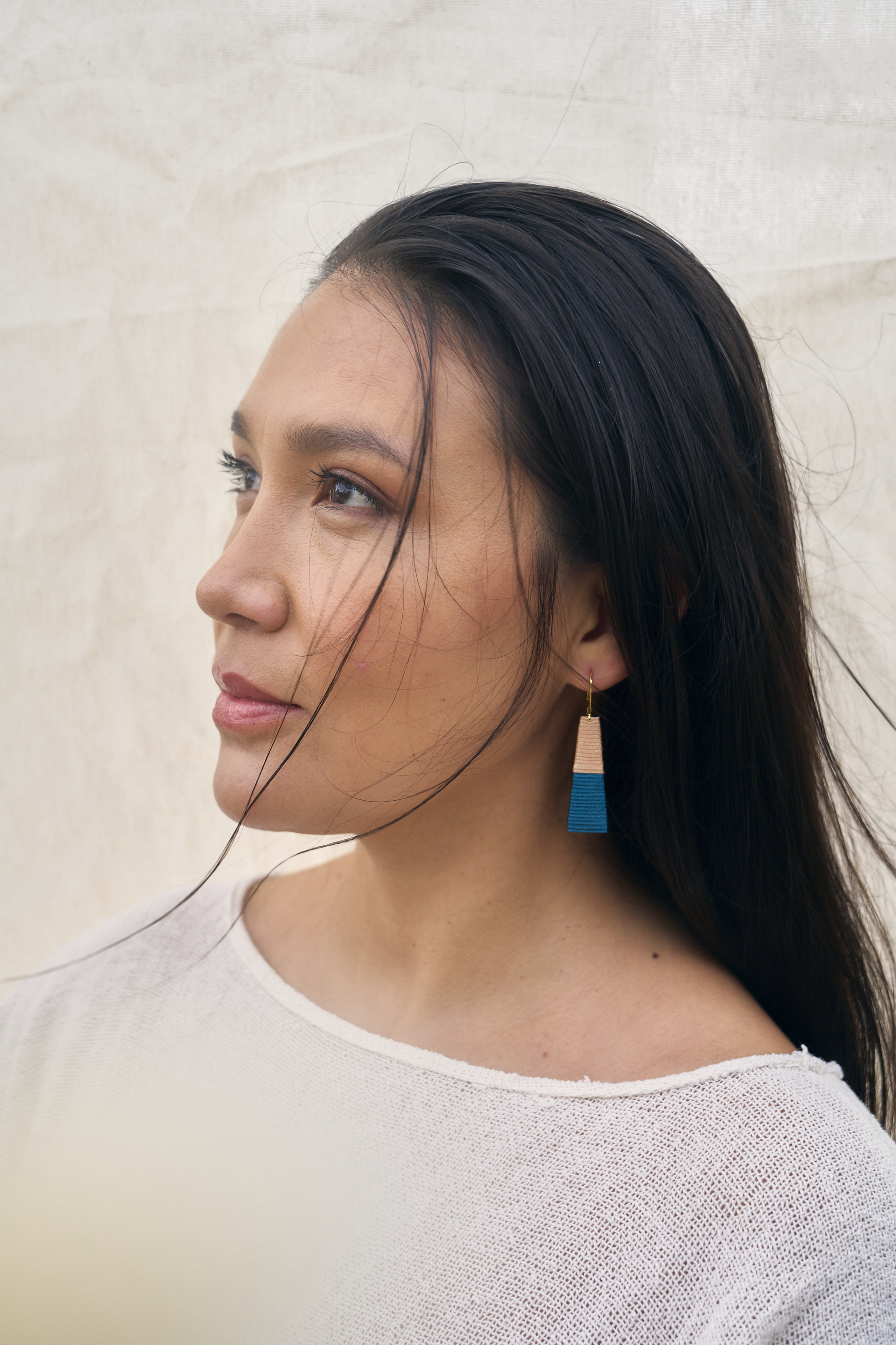 THOT. Boucles d'oreilles _ beige bleu canard