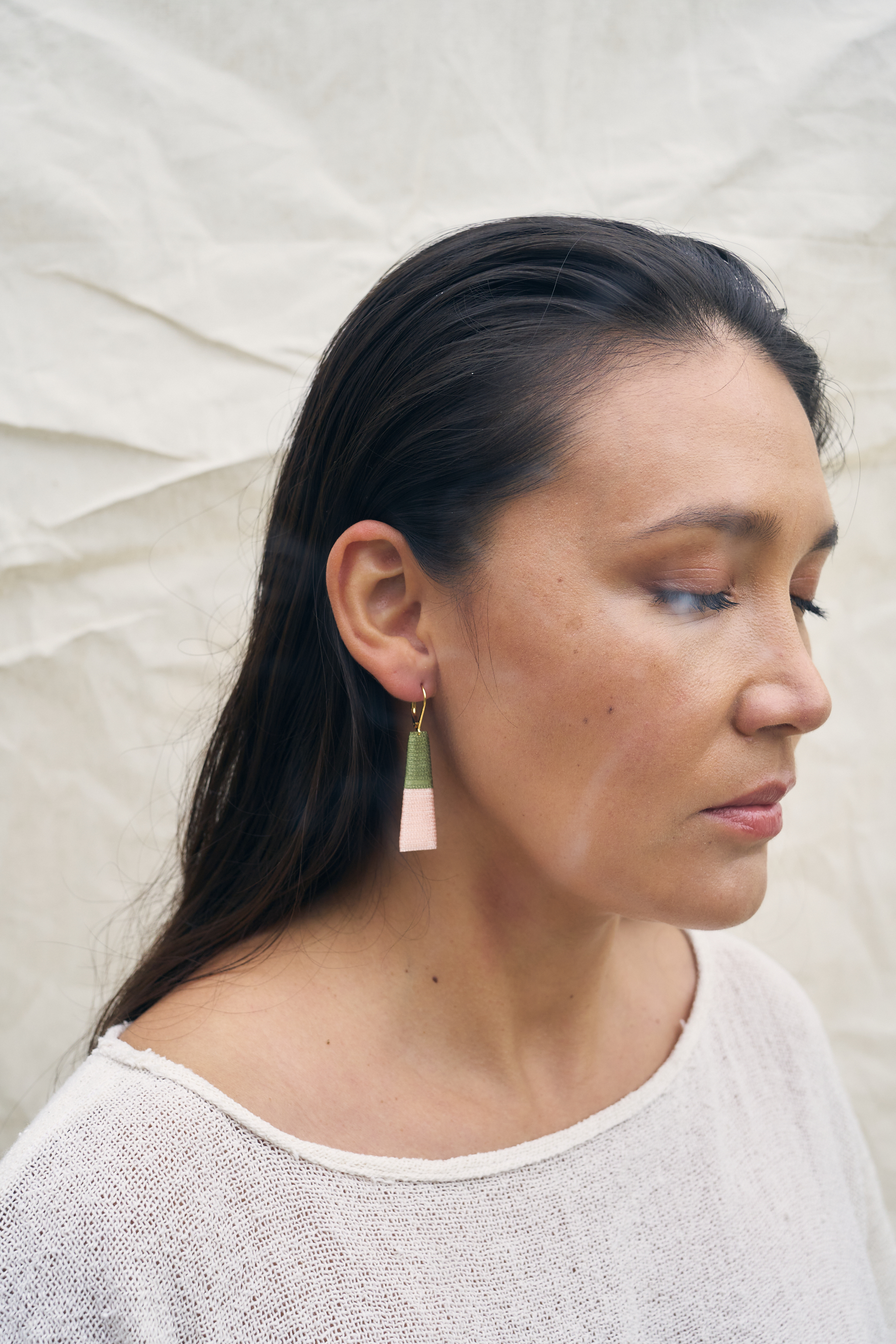 THOT. Boucles d'oreilles _ vert kaki saumon
